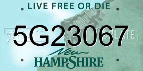 5G23067 New Hampshire License Plate