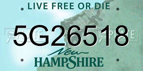 5G26518 New Hampshire License Plate