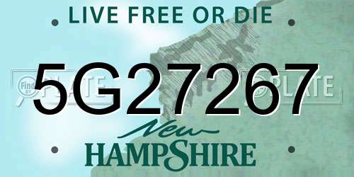 5G27267 New Hampshire License Plate