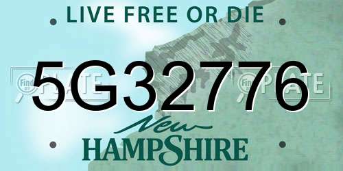 5G32776 New Hampshire License Plate