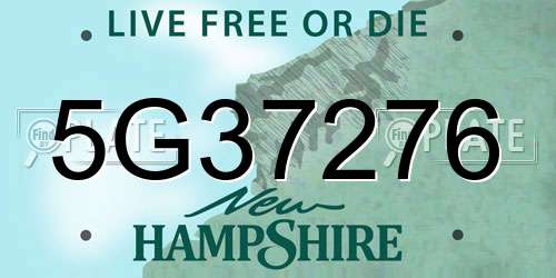 5G37276 New Hampshire License Plate