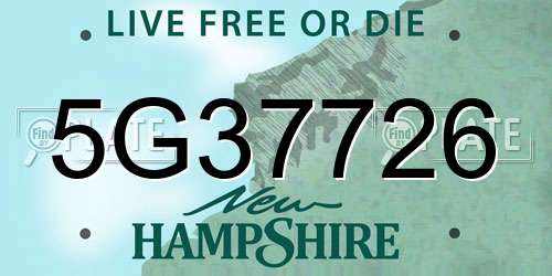 5G37726 New Hampshire License Plate