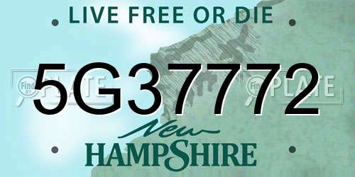 5G37772 New Hampshire License Plate