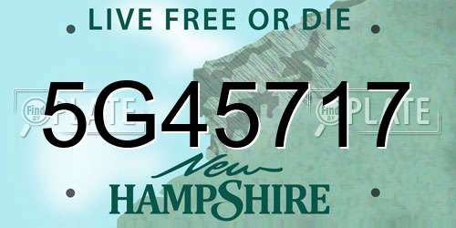 5G45717 New Hampshire License Plate