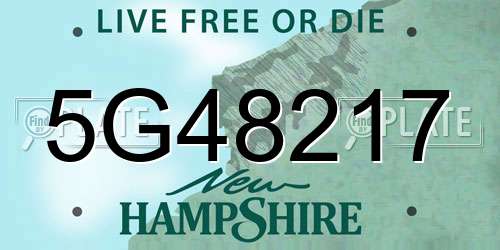 5G48217 New Hampshire License Plate