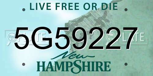 5G59227 New Hampshire License Plate
