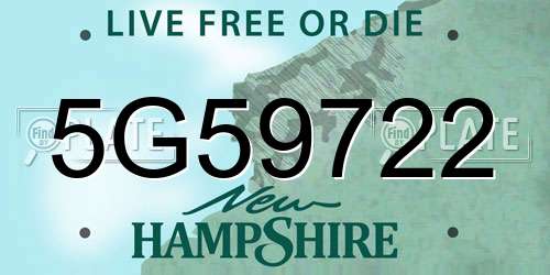 5G59722 New Hampshire License Plate