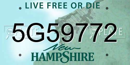 5G59772 New Hampshire License Plate