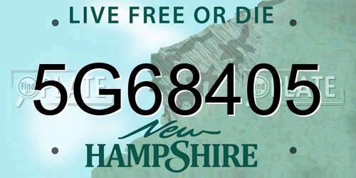 5G68405 New Hampshire License Plate