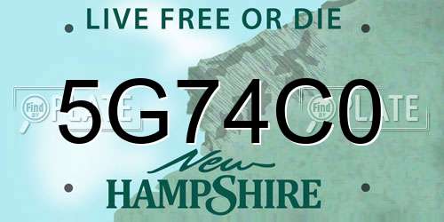 5G74C0 New Hampshire License Plate