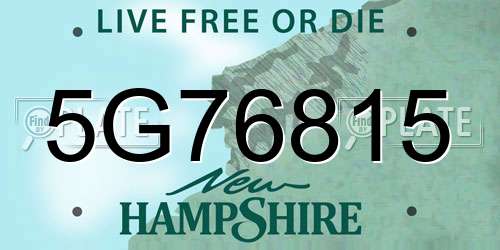 5G76815 New Hampshire License Plate