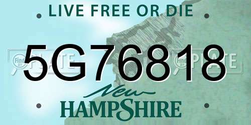 5G76818 New Hampshire License Plate