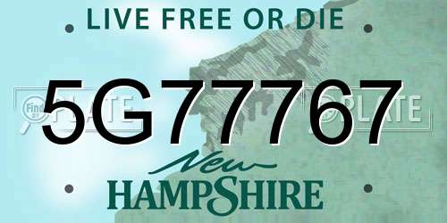 5G77767 New Hampshire License Plate