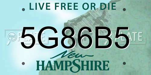 5G86B5 New Hampshire License Plate