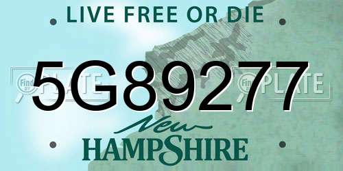 5G89277 New Hampshire License Plate