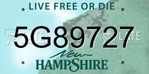 5G89727 New Hampshire License Plate