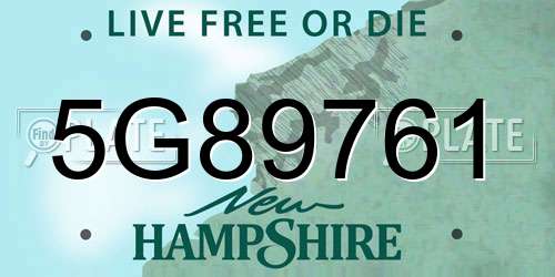 5G89761 New Hampshire License Plate