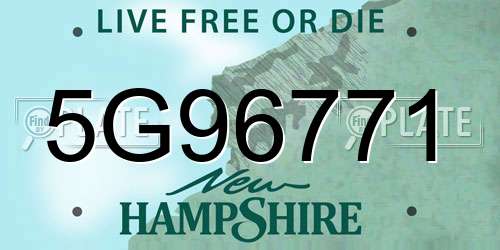 5G96771 New Hampshire License Plate