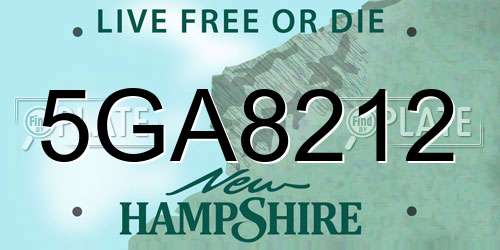5GA8212 New Hampshire License Plate