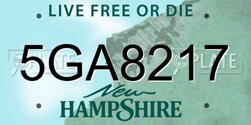 5GA8217 New Hampshire License Plate