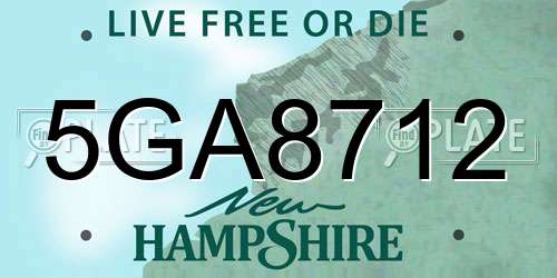 5GA8712 New Hampshire License Plate