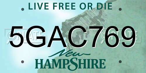 5GAC769 New Hampshire License Plate