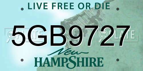 5GB9727 New Hampshire License Plate