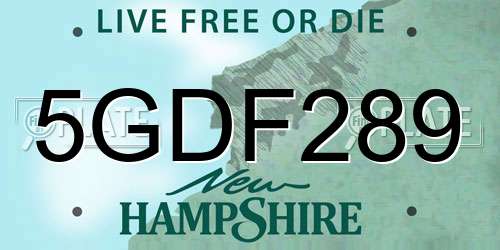5GDF289 New Hampshire License Plate