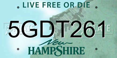 5GDT261 New Hampshire License Plate