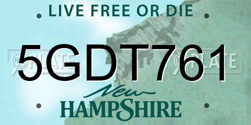 5GDT761 New Hampshire License Plate