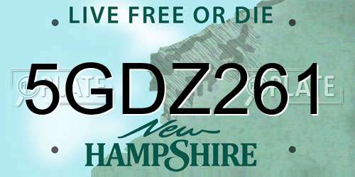 5GDZ261 New Hampshire License Plate