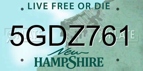 5GDZ761 New Hampshire License Plate