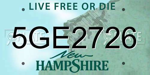 5GE2726 New Hampshire License Plate