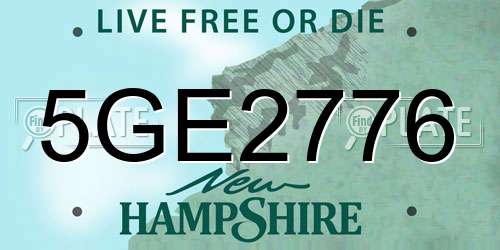 5GE2776 New Hampshire License Plate