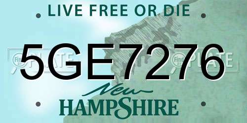5GE7276 New Hampshire License Plate