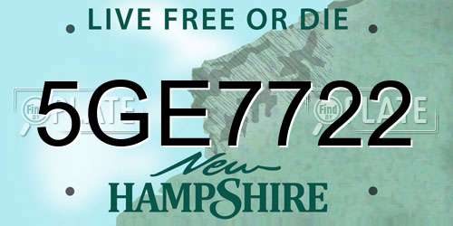 5GE7722 New Hampshire License Plate