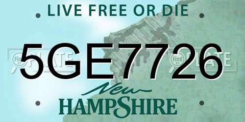 5GE7726 New Hampshire License Plate
