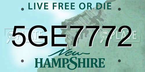 5GE7772 New Hampshire License Plate
