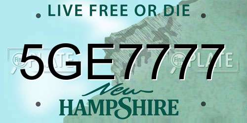 5GE7777 New Hampshire License Plate