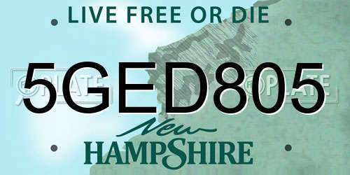 5GED805 New Hampshire License Plate