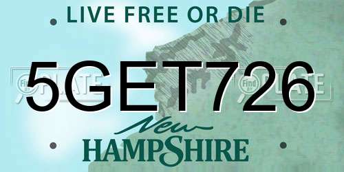 5GET726 New Hampshire License Plate