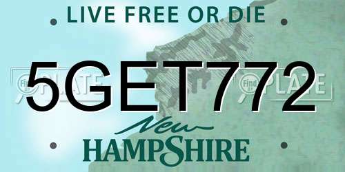 5GET772 New Hampshire License Plate