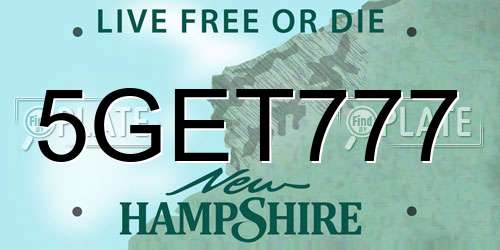 5GET777 New Hampshire License Plate
