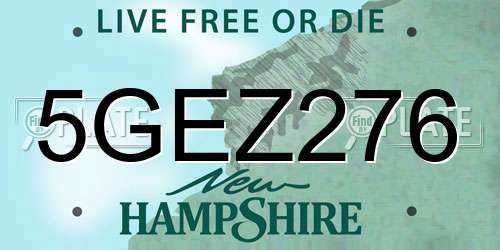 5GEZ276 New Hampshire License Plate
