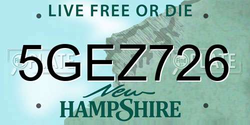 5GEZ726 New Hampshire License Plate