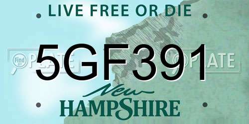 5GF391 New Hampshire License Plate