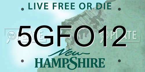 5GFO12 New Hampshire License Plate