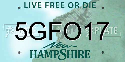 5GFO17 New Hampshire License Plate