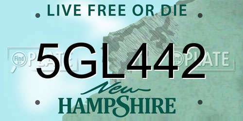 5GL442 New Hampshire License Plate
