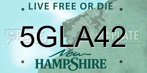 5GLA42 New Hampshire License Plate